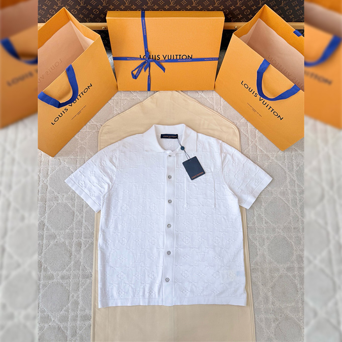 lv louis vuitton monogram knit polo shirt